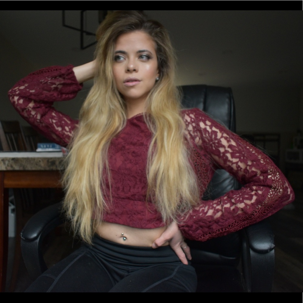 Burgundy Lace Top